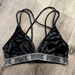 Victoria’s Secret pink strappy velvet bra